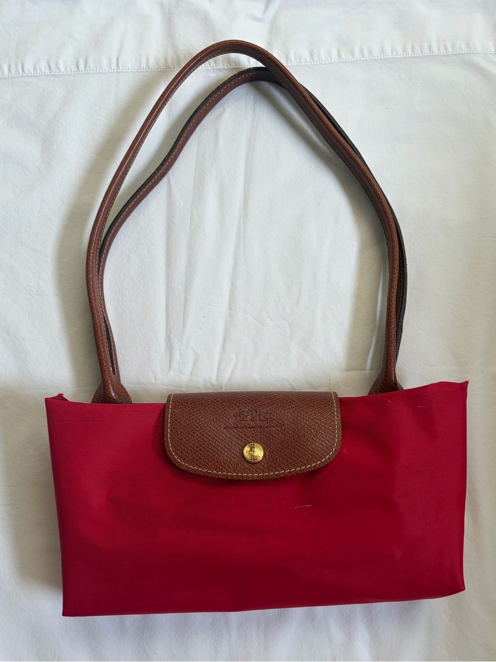 Longchamp Red Large Le Pliage Nylon Shoulder Tote - Picture 16 of 16